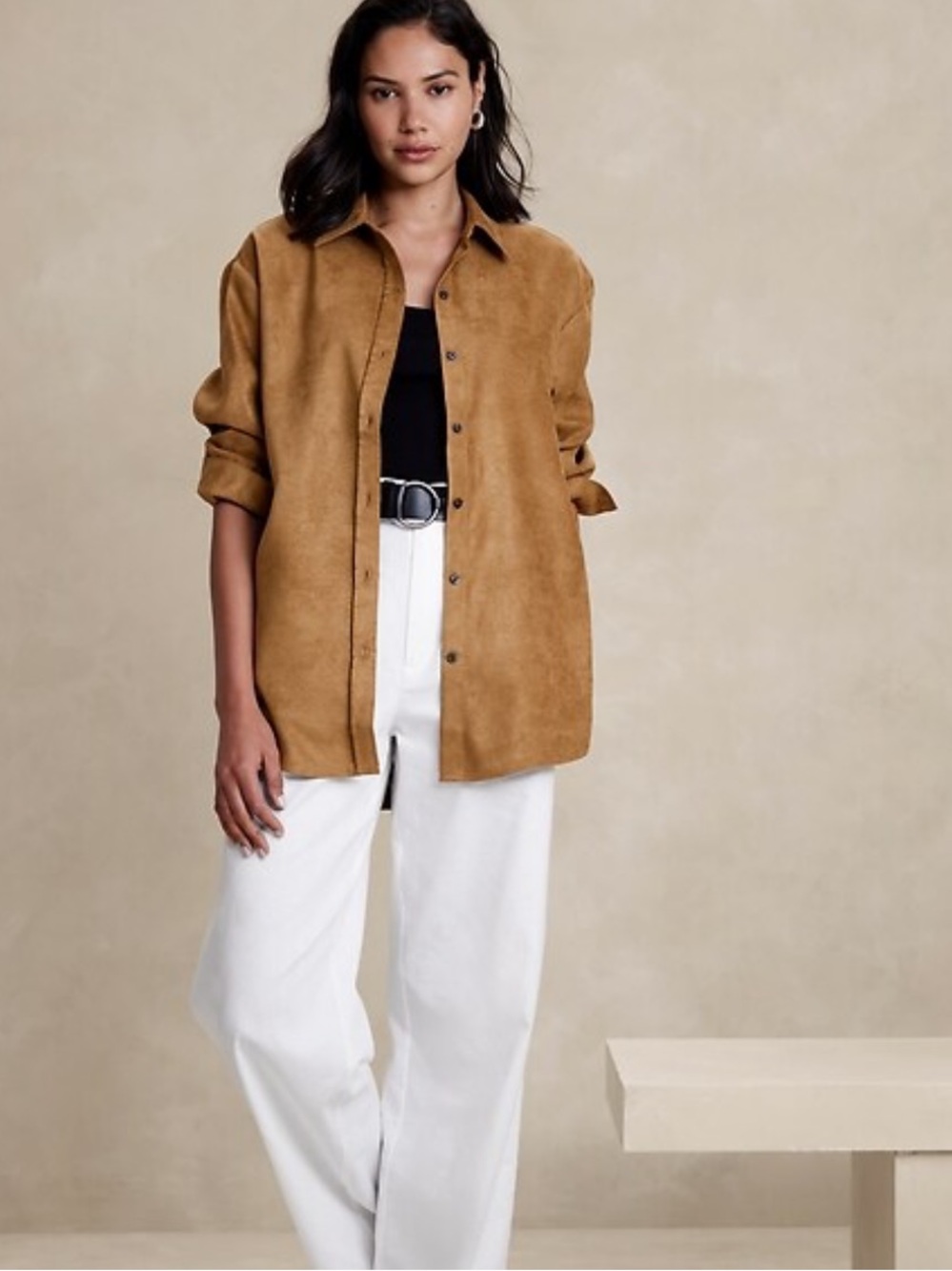 Banana Republic Factory Oversized Vegan Suede Shirt
